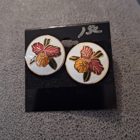 Vintage Jewelry - Vintage Cloisonne Earrings